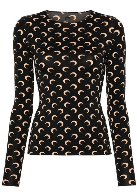 moon printed jearsey top woman black MARINE SERRE | WTS006A CJER0001IT99